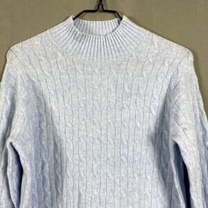 J.Crew Sweater Women Small Blue Extra Soft Cable Knit Mock Neck Preppy NWT